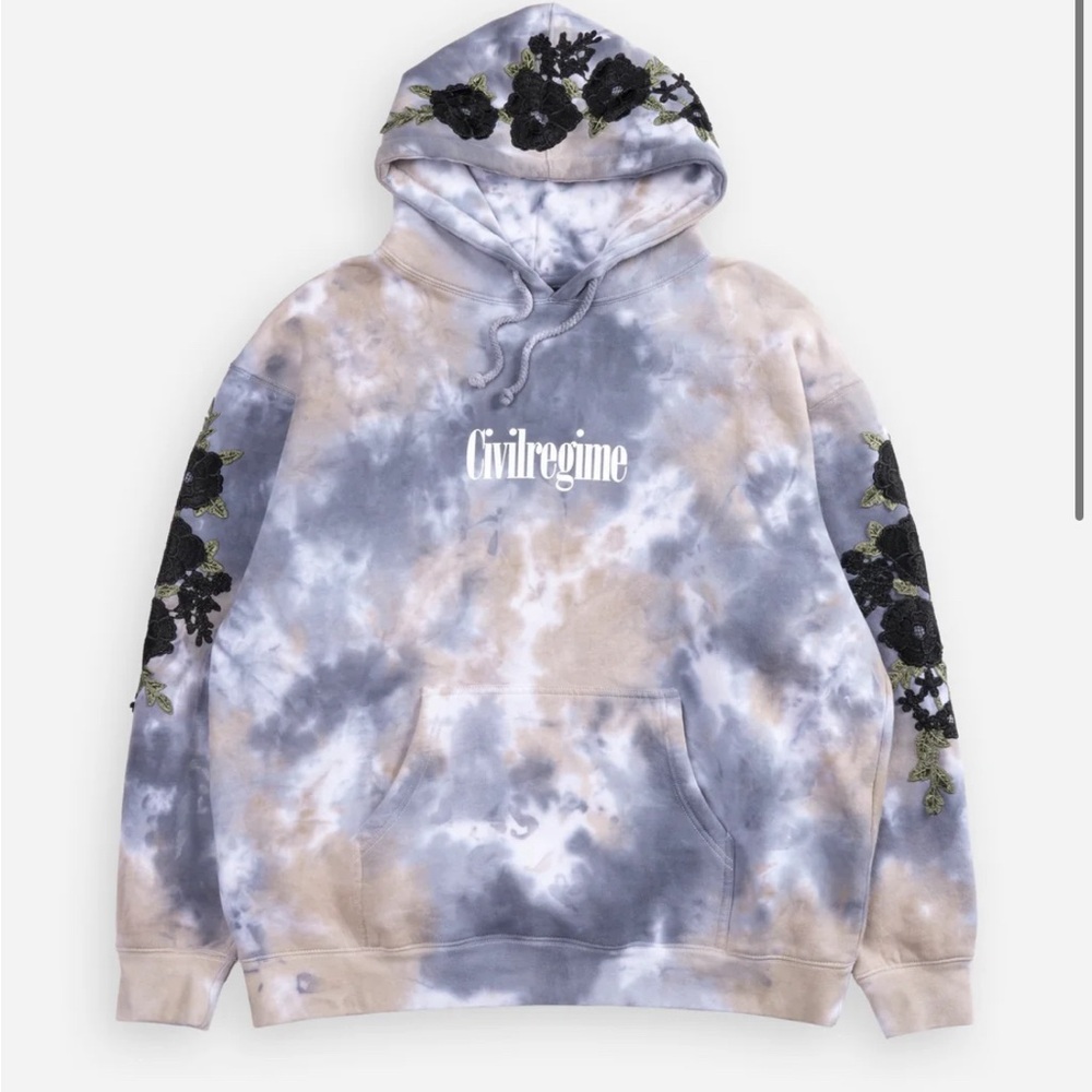 Civil Regime (Black) Roses Hoodie in Naboo Wash